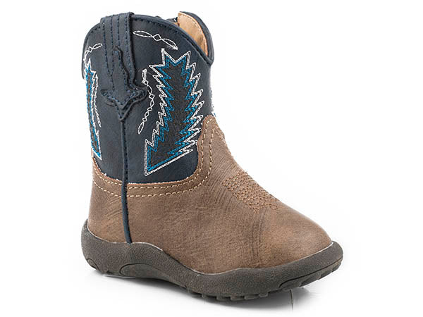 Infant Cowbabies Western Square Toe - Brown / Navy
