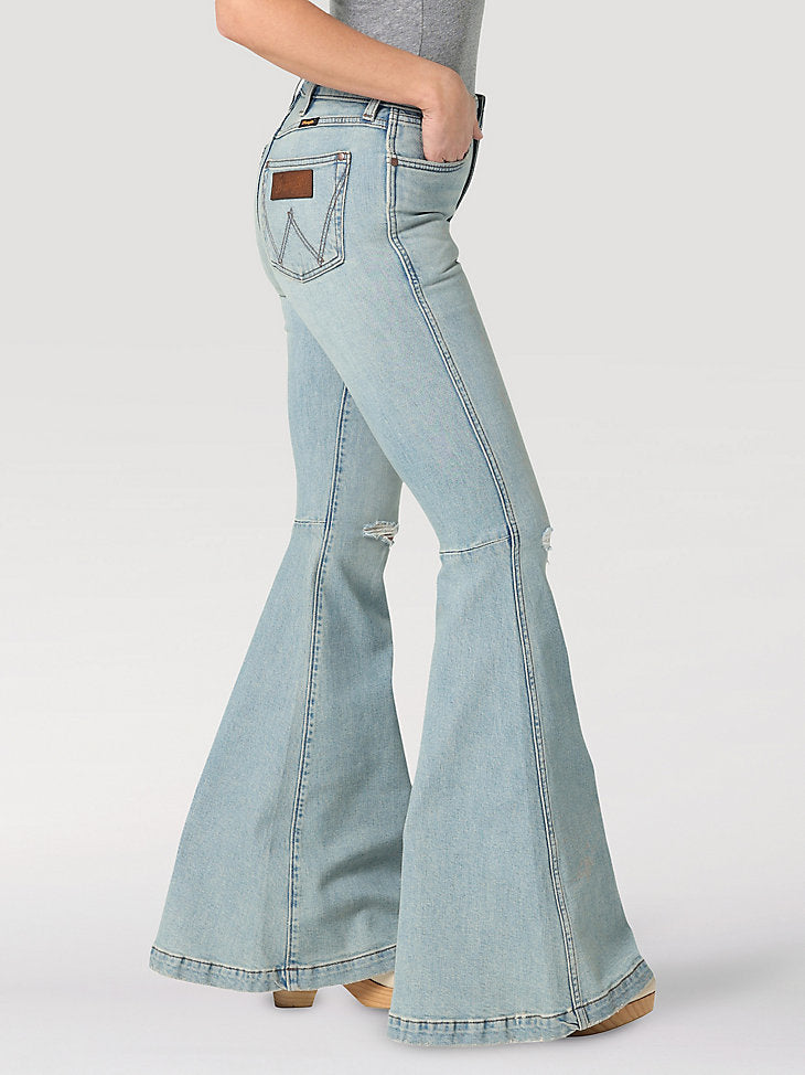 High Rise Destructed Trumpet Flare Jean in Aubrey