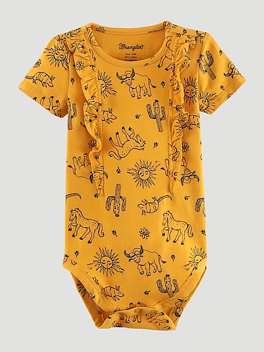 Girl's Wrangler Desert Sun Ruffle Bodysuit