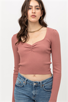 Cropped Ribbed Long Sleeve - Mauve
