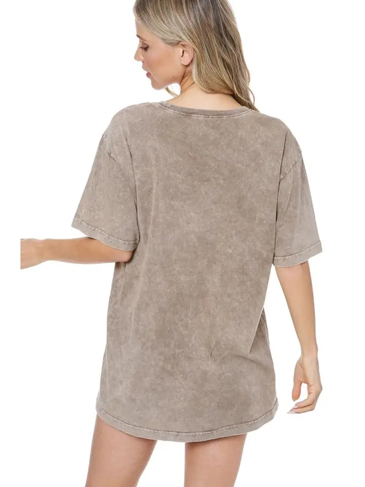 Cowboy Boots Toe Stitch Graphic Washed Boyfriend Tee