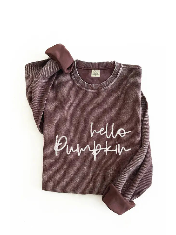 Women's "Hello Pumpkin" Corded Sweatshirt