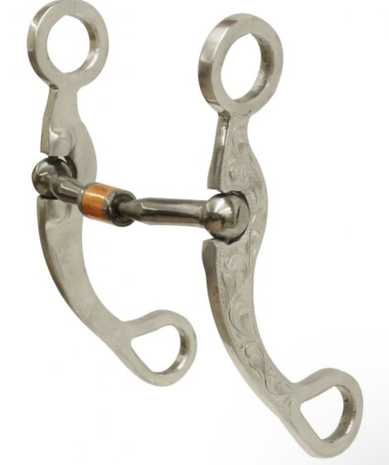 Engraved aluminum shank bit with 5" copper roller mouth