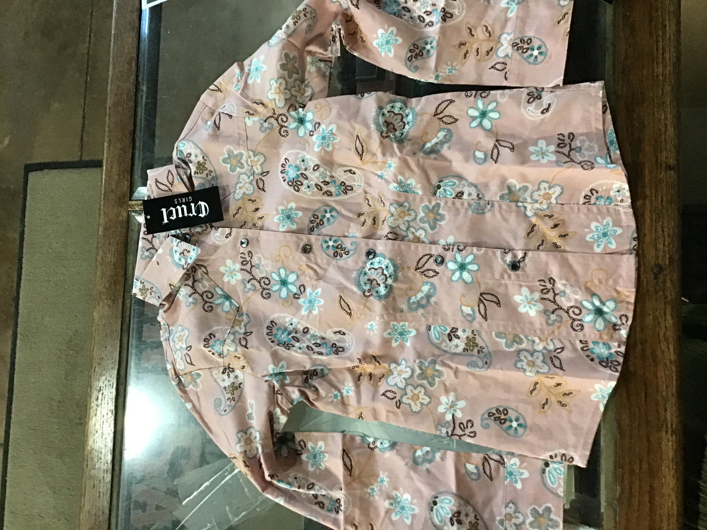 Girls Pink Floral Pattern Performance Shirt