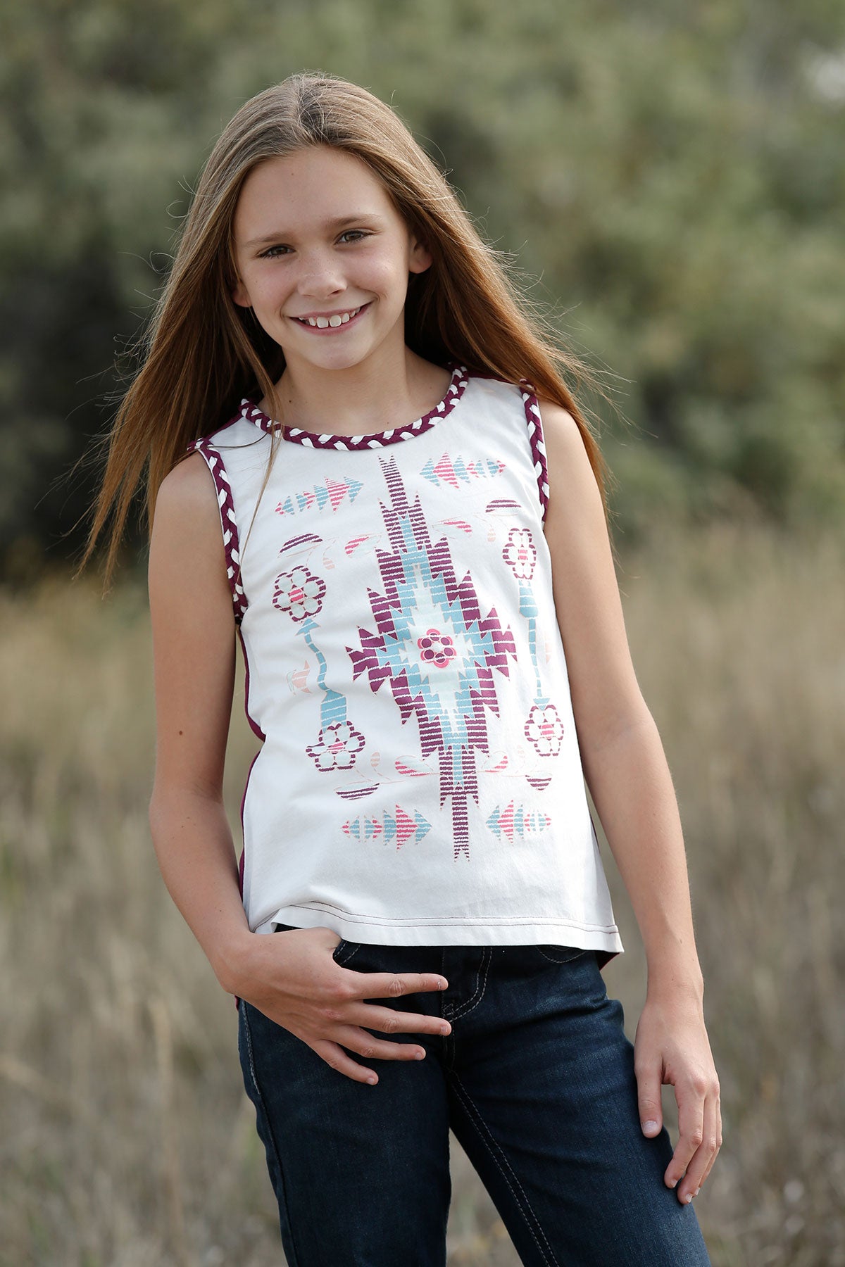 Aztec Tank burgundy Girls