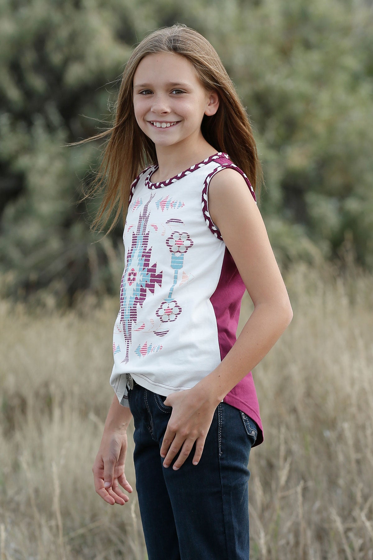 Aztec Tank burgundy Girls