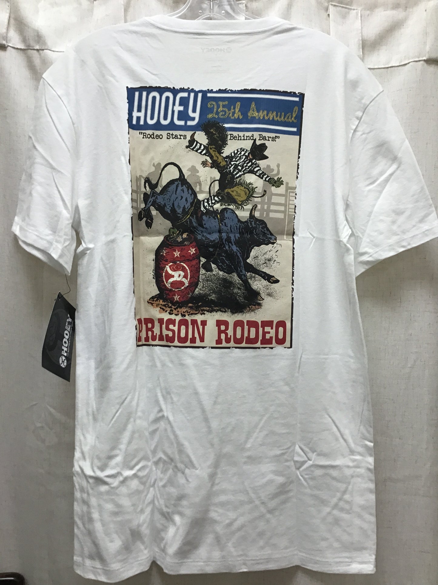 Men's Hooey White Crew Neck Prison Rodeo