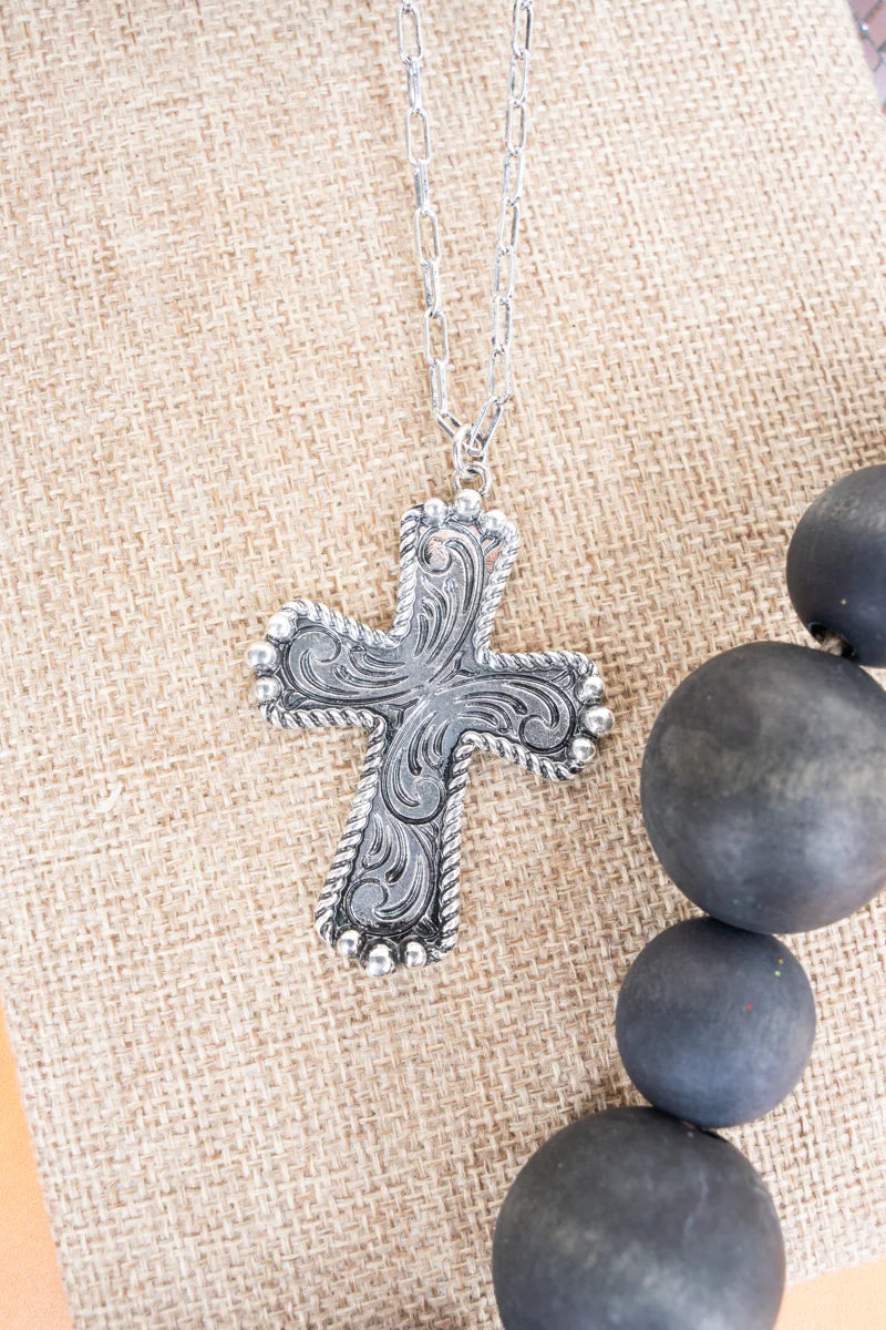 Canaan Tooled Cross Necklace