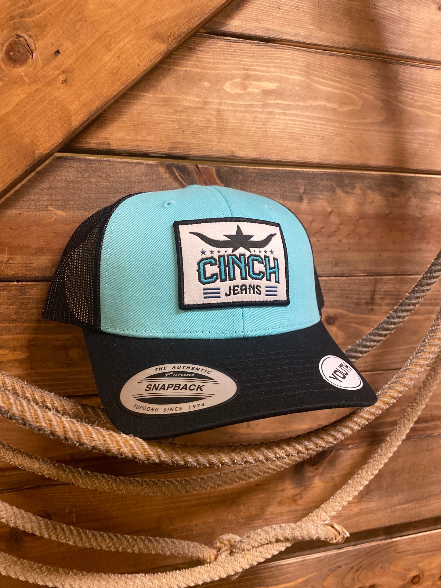 Boys Cinch Turq/Black Trucker Cap