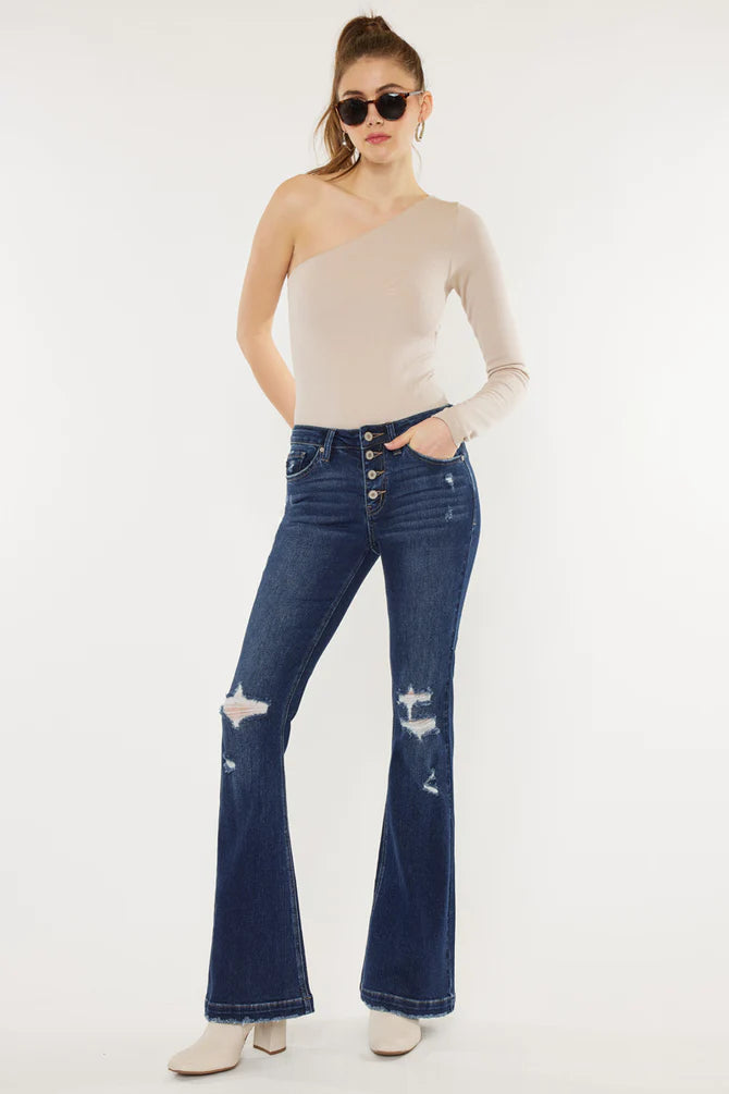 Jaden Mid Rise Flare Jeans (Petite)