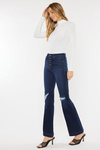 Dixie Ultra High Rise Flare Jeans (Petite Dark Wash)