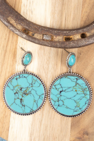 Tamren Turquoise Silvertone Earrings