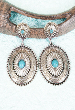 Carolee Concho Turquoise and Silvertone Earrings