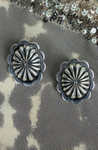 Viola Burnished Silvertone Prudence Concho Earrings