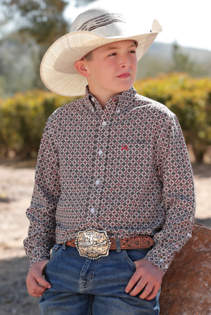 Boys cinch ArenaFlex Long Sleeve Printed Button Up