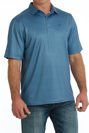 Mens Cinch ArenaFlex Blue Polo Tee