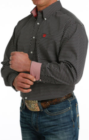 Mens Cinch Button Up Black & Red