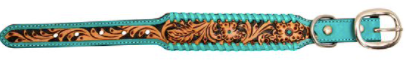Acety Hand-Tooled Leather Dog Collar