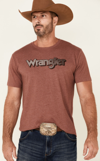 Wrangler Men's Heather Burgundy Steel Logo Tee