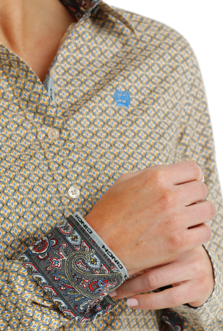 Women's Cinch Printed & Cream Long Sleeve Button Up