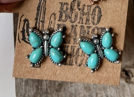 Butterfly Stone Stud Earrings