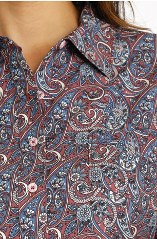 Cinch Women's ArenaFlex Burgundy Paisley Button Up