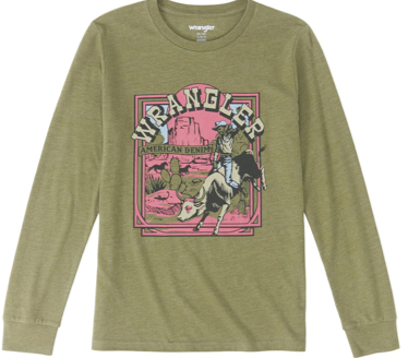 Wrangler Boys Long Sleeve T-Shirt - Burnt Olive Heather