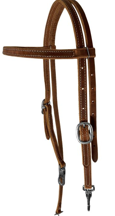 American Made Browband Harness Leather Headstall with Snaps