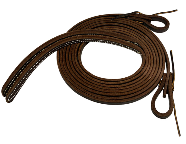 8' x 1/2" Oiled Harness Leather Split Reins with Weighted Ends