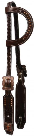Dark oil Argentina cow leather single ear headstall