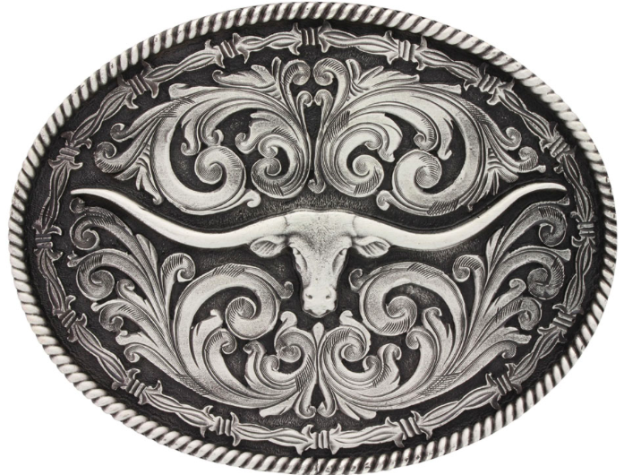 Rope and Barbed Wire Longhorn Classic Impressions Attitude Buckle