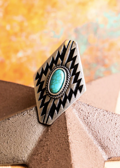 Onyx Cave Turquoise Cuff Ring