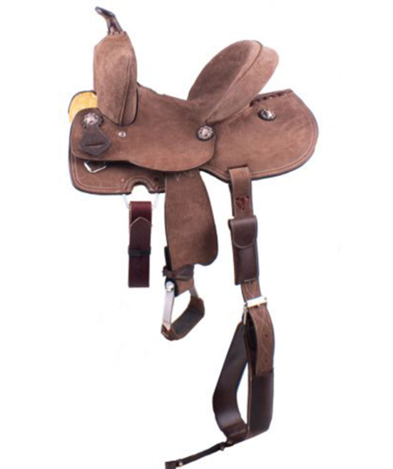 Double T Youth Hard Seat Barrel Style Saddle with Extra Deep Seat- 12”