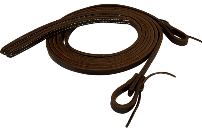 8' x 5/8" Oiled Harness Leather Split Reins with Weighted Ends