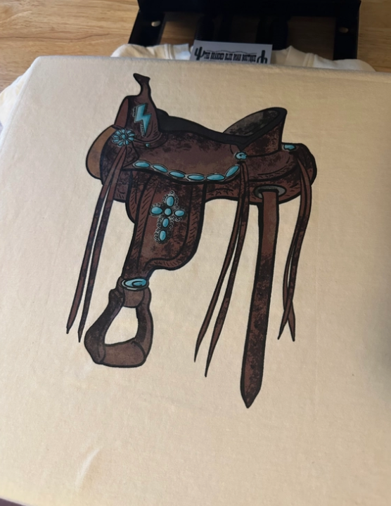 Cowgirl Saddle Western Graphic Black Tee