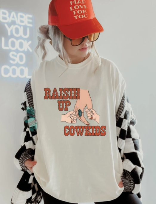 Raisin Up Cow Kids Western Graphic Tee