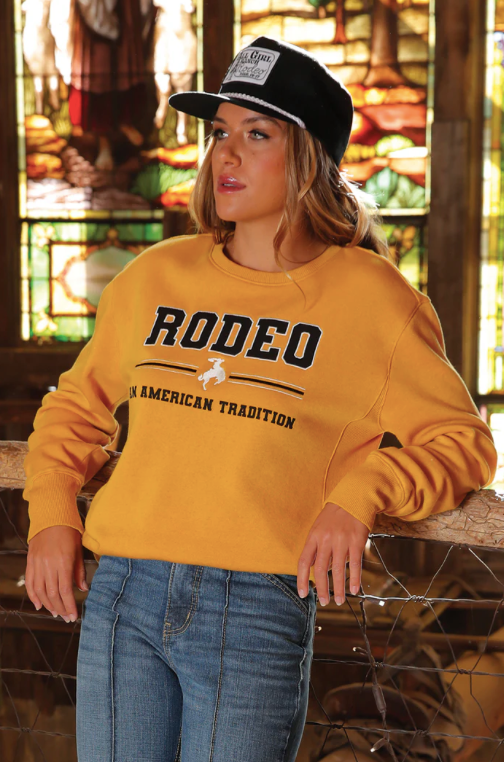 Womens Cruel "Rodeo" Crewneck- Mustard