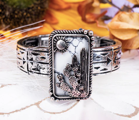 White Cats Scene Stretch Bracelet