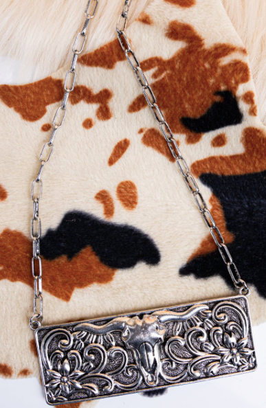 San Marcos Steer Silvertone Necklace