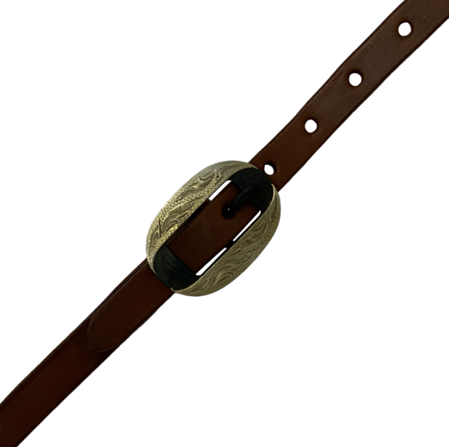 Oiled Harness Single Ear Headstall With Silver Oval Buckle