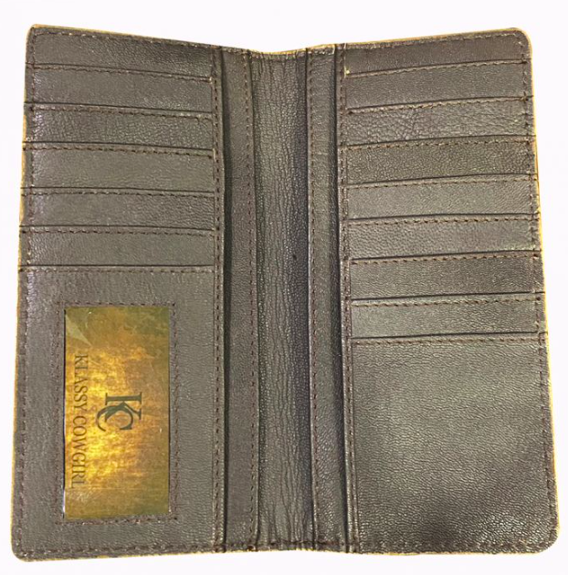 Light Brown Men's Wallet with Floral Tooling