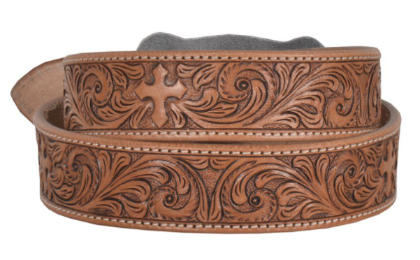 Structured Hand-Tooled Leather Belt