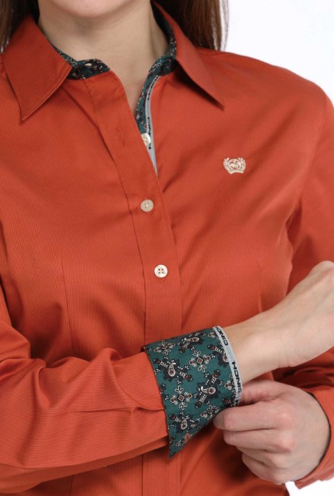 Women's Cinch Button Up-Tencel- Copper
