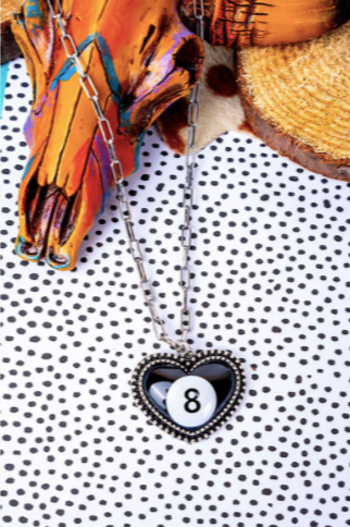 8 Ball Heart Earrings and Necklace Set