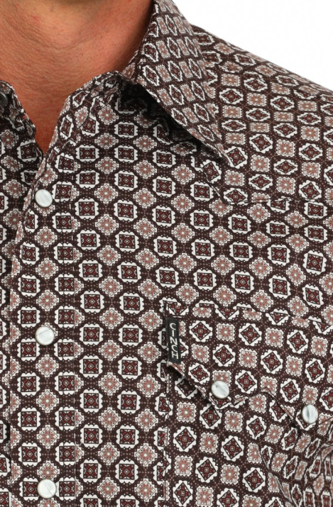 Men's Cinch Patterned and Pearl Snapped Long Sleeve