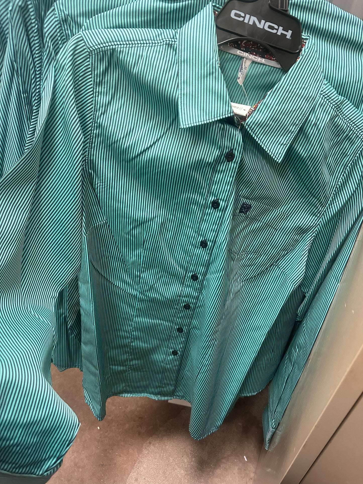 Turquoise Cinch Women's Striped Long Sleeve