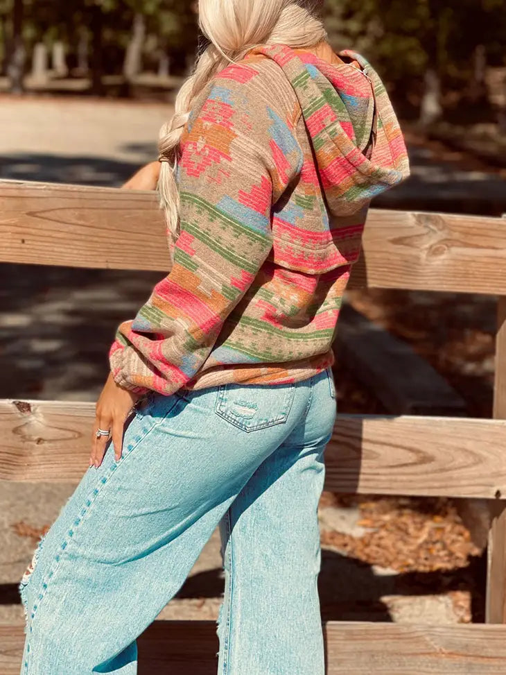 Women's Aztec Kangaroo Pocket Hoodie