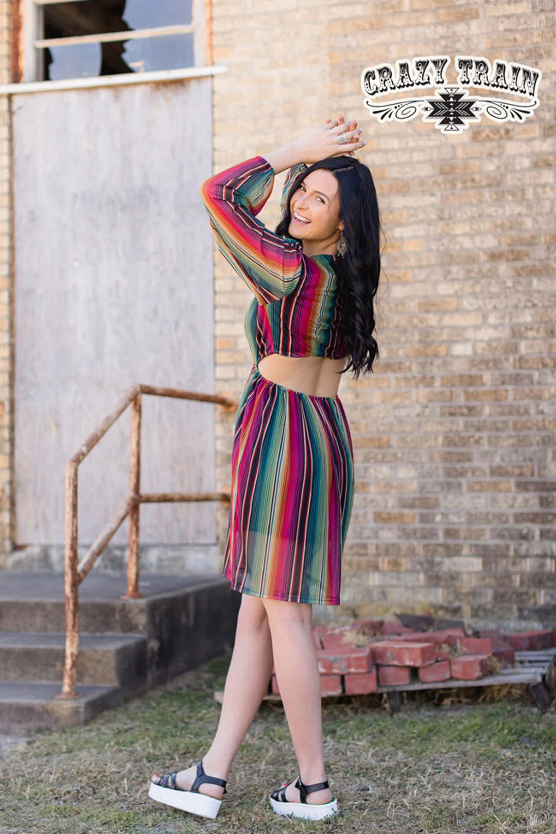 Serape Cut Out Back Dress