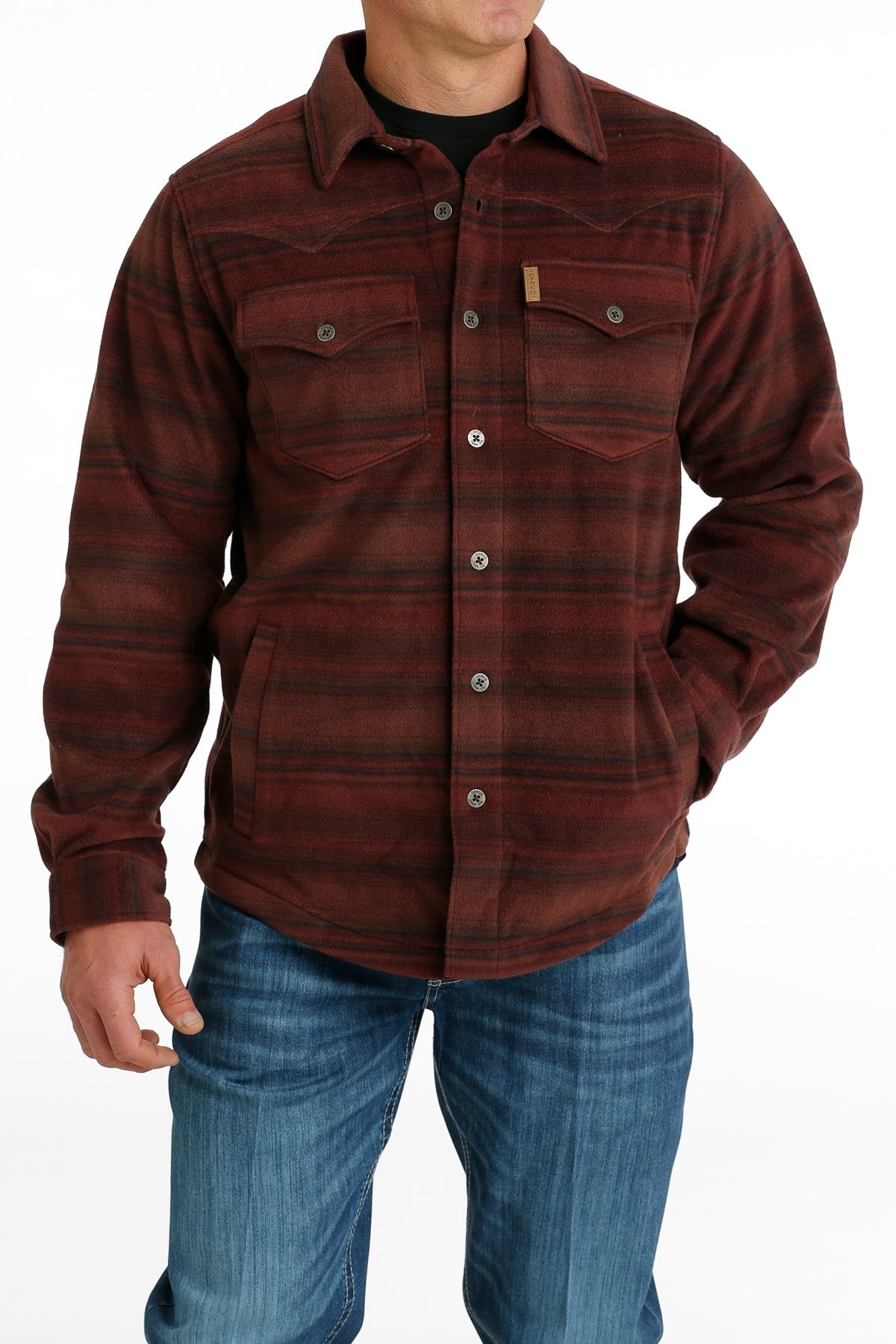 Men's Southwestern Printed Polar Fleece Shirt Jacket
