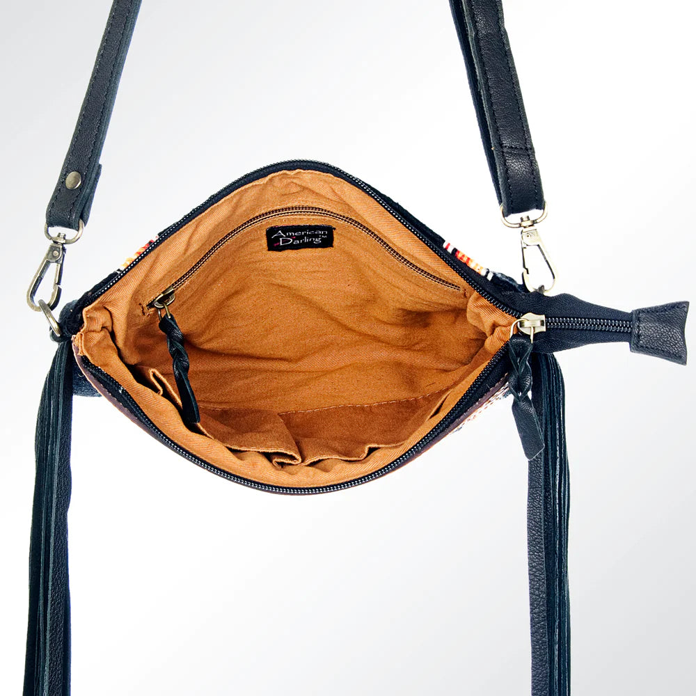 American Darling - Black Aztec Crossbody Clutch with Fringe
